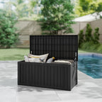 Yardgrace 150 Gallon Resin Deck Box, Waterproof Outdoor Storage Box, Lockable for Patio Furniture, Garden Tools, Pool Accessories, UV-Resistant for All Weather Use, Black