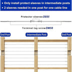 Steel DN Mate 100 Pack Stainless Steel Protector Sleeves for 1/8" 5/32" or 3/16" Cable Railing, Cable Protector Sleeves for Cable Railing System,T316 Cable Railing Hardware with a Drill Bit, DE100