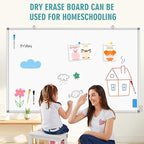 Large Whiteboard Dry Erase Board for Wall, 72"x40" Aluminum Frame Magnetic White Board with Long Pen Tray, Wall-Mounted White Board for School, Office and Home