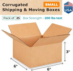 Small Moving & Shipping Boxes 6"L x 6"W x 3"H (25-Pack) - Extra Strength 200 lb vs Regular - Corrugated Moving Box, Made in USA - Small Cardboard Box - Moving Box Heavy Duty by IDL Packaging