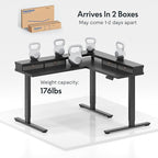 FLEXISPOT 63" L Shaped Standing Desk Electric Corner Table with Monitor Shelf, 4 Storage Drawers, Adjustable Computer Workstation for Home, Office, Game, Studio, Black Top + Black Frame