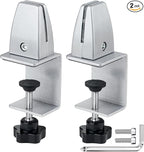 2 Packs Sneeze Guard Support, Aluminum Adjustable Partition Clamp, Acrylic Desk Divider Support, Desk Shield Clamp Privacy Panel for Counter