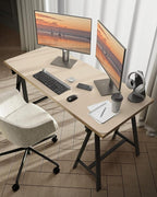 Bloss Extra Large Leather Desk Mat 47.2" x 24" Non-Slip Dressing Table Cover Protector, Waterproof Student Study Desk Mat, PU Leather Computer Writing Desk Pad for Home Office and Decor - Beige