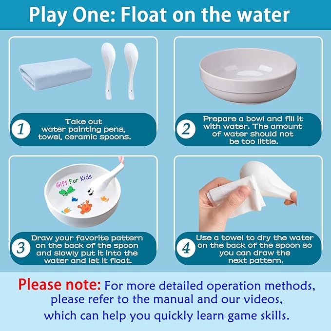 IRWPITW Magic Drawing Pen Bundle, 8 Colors Magical Water Painting Pens for Kids, Kiddies Create Magic Pen Floating Ink Drawings Set with Spoons and Towel, Tattoo Water Marker Gifts for Boys and Girls