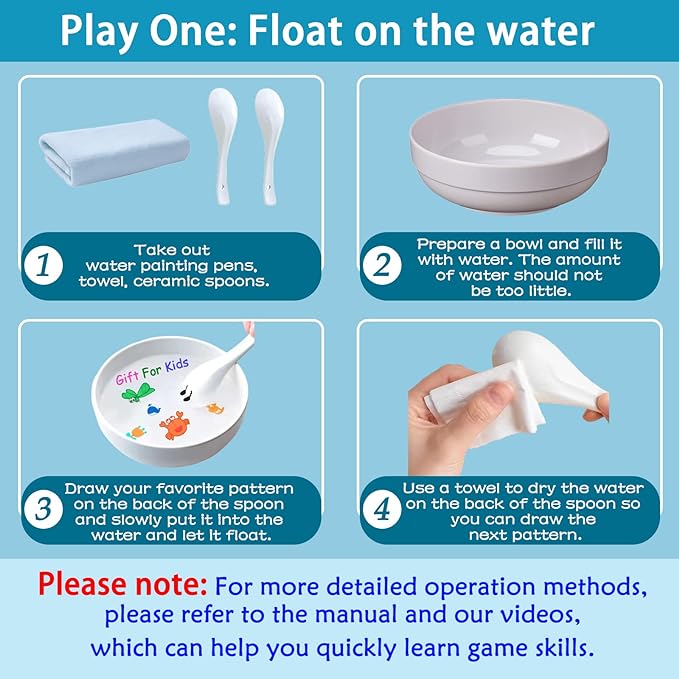 IRWPITW Magic Drawing Pen Bundle, 12 Colors Magical Water Painting Pens for Kids, Kiddies Create Magic Pen Floating Ink Drawings Set with Spoons and Towel, Tattoo Water Marker Gifts for Boys and Girls