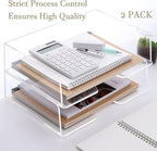 HeZone Acrylic Paper Tray Desk Organizers and Office Suplies Document Storage Enlarged Letter Tray Clear Paper Organizer (Large Horizontal)…