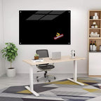 Magnetic Glass Black Board 48"x36" Glass Dry Erase Blackboard Tempered Glass Whiteboard Wall Mounted for Office School Home (Black)