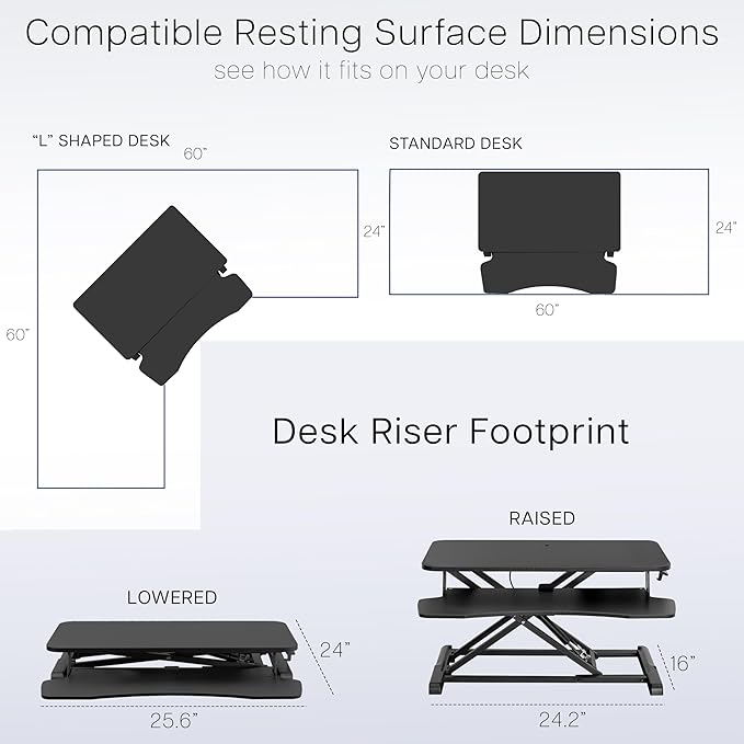 VIVO 26 inch Desk Converter, K Series, Height Adjustable Sit to Stand Riser, Dual Monitor and Laptop Workstation with Keyboard Tray, Black, DESK-V026KB