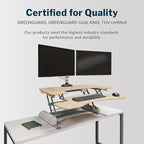 Vari VariDesk Pro Plus 36 Standing Desk Converter – 11 Height Settings + Spring Lift, 2 Tier Design, Keyboard Tray, Fits Desktops 36” Wide x 26.5" Deep – Delivers Fully Assembled (Light Wood)