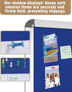 Mifuro 26"x20" Enclosed Bulletin Board, Lockable Weather-Resistant Aluminum Cork Noticeboard for School & Office, Silver Frame w/Blue Flet