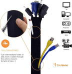 Premium 120" Cable Management Sleeve, Best Cords Organizer for TV On Wall, Computer, Office, DIY Adjustable Reversible Black and White Neoprene Cord Hider Wire Cover Concealer Wrap with Free Zip Ties