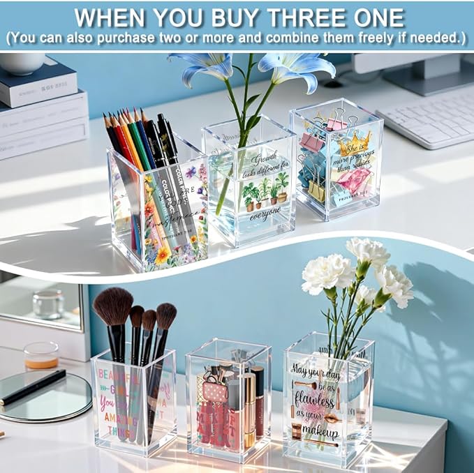 QYUVK This Little Light Of Mine I'm Gonna Let It Shine Acrylic Cosmetic Pencil Holder Cup, Funny Raccoon Dumpster Fire Pen Holder Gifts For Women Men Friends HR Doctor, Office Gifts for Coworkers
