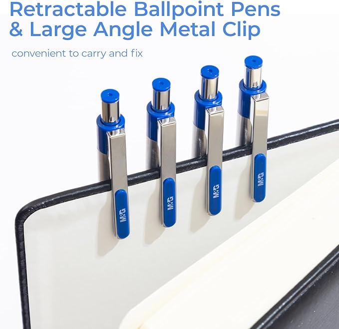 M&G Ballpoint Pens, Blue Ink Pens Medium Point 0.7mm, Retractable Ballpoint Pens Bulk Long Lasting Smooth Writing with Anti-Slip Grip for Journaling Office Supplies School Women Men (12 Pack)