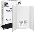 White Trifold Presentation Board 36" x 48" (Pack of 24) Self-Adhesive Science Subtitles Included - Display Exhibition Board Lightweight and Portable with Smooth Surface - by Emraw