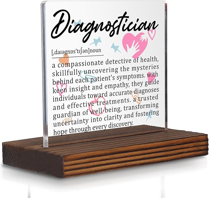 Diagnostician Gifts, Appreciation Desk Decor for Diagnostic Medical Professionals, Thank You Plaque for Doctors Nurses Healthcare Staff Graduation Birthday Office Decorative Sign PA022