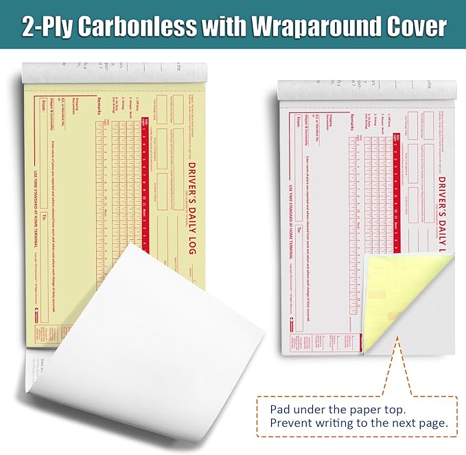 Daily Log Books for Truck Drivers with 7 & 8 Day Recap, 5 Pack, 2-Ply Carbonless, 35 Sets of Forms per Book, 8.5" x 5.5", Paper Driver Log Books for Truckers, Meet Requirements