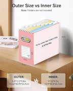Oterri Cardboard File Organizer Box for Hanging File Folders Letter Size,File Box for Computer Desk,File Cabinet,Working Home,Office,Classroom (Mixed Colors, Letter Size - 4 Packs)