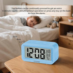 KESHIDE Travel Digital Alarm Clock Battery Operated with Indoor Temperature, Desk Small Clock,Snooze Model,12/24H Display for Bedrooms Heavy Sleepers Kids Travel Bathroom (Black)