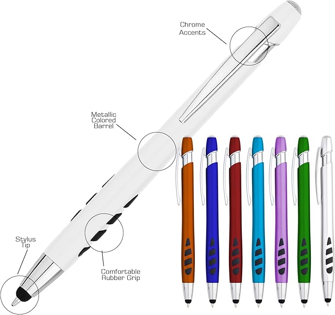 Personalized with Your Custom Logo or Text Pens-300 Pack Bulk-for Businesses, Parties, and Events, 2 in 1 Capacitive Stylus & Ballpoint Pen Compatible with Most Touchscreen Devices, L'Blue
