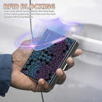 BWEGRHE Slim Credit Card Holder, Purple Blue Mandala RFID Blocking Metal Wallet for Men & Women, Aluminum Minimalist Hard Case Pocket-Sized Business Cards Organizer (Fits Up to 10 Cards)