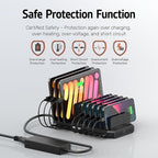 Alxum USB Fast Charging Station with Quick Charge 3.0, 10 Port Charging Stand for Multiple Devices, Compatible with iPad, iPhone, Samsung Galaxy, Black