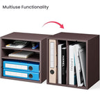 Ballucci 4-Tier Paper Organizer, Desk File Organizer, Stackable Letter Tray, Wood Mail Sorter with Adjustable Storage Shelves, Office Desk Organizer, Dark Brown, Espresso