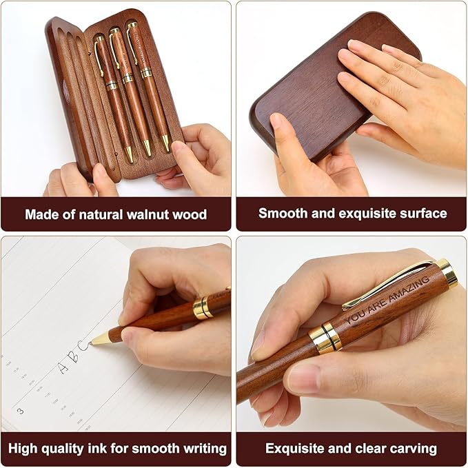 Luxury Wooden Pen Set Thank You Gifts for Women Men Friends Cool Teacher Boss Appreciation Gift for Female Coworkers Nice Engraved Pens Gifts Office Business Pens Work Employee Gratitude Gift