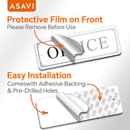ASAVI “OFFICE” Acrylic Door Sign – Waterproof & Fade-Resistant Office Label with Strong Adhesive + Pre-Drilled Holes (8.7"x3") | Ideal for Doors and Walls in Offices, Lobbies, and Workspaces (White)