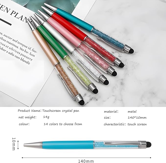 Yucold Customized Pens with Name/Logo - Touch Screen Stylus Ballpoint Pen, Perfect for Weddings, Business & Personalized Gifts (Peacock Green,30)