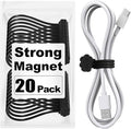 SOOOEC Black Magnetic Cable Ties, 20 Pack 7.2" Magnetic Cord Ties Cute Cloud Design, Silicone Magnetic Ties for Cord Organizer, Black Color.