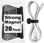 SOOOEC Black Magnetic Cable Ties, 20 Pack 7.2" Magnetic Cord Ties Cute Cloud Design, Silicone Magnetic Ties for Cord Organizer, Black Color.