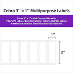 AveneMark 12 Rolls 3" x 1" Direct Thermal Labels for Barcodes Postage Address Shipping Labels Compatible with Rollo & Zebra Desktop Printers Adhesive - 1300Pcs/Roll