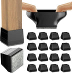 Square Chair Leg Protectors for Hardwood Floors,16 Pcs Silicone Felt Furniture Legs Caps to Prevent Floor from Scratches and Reduce Noise, Easy to Move,（Fit: 2.25" -2.75" Black）.
