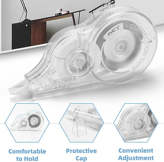 50 Pcs Correction Tape, 39.4 Ft White Wrong Out Tear-Resistant Bulk, Instant Corrections Easy To Use Applicator for School, Office, Note Taking, Journal (Tape Width 0.2 in, Clear)