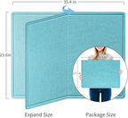 Bulletin Board, 36 x 24 inches Felt Board - Decorative Pin Board, Cork Board Alternative for Wall, 3' x 2' Foldable Picture Board Self-Adhesive Vision Board with 20 Pushpins - Turquoise Blue