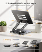 LOXP Adjustable Tablet Stand, 360 Rotating iPad Stand with Heavy-Duty Base, Tablet Holder Compatible with 4.0-16.9" Device, 2025 iPad Pro Air Mini, Kindle, Surface Tablet, Portable Monitors - Black