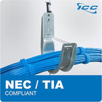 ICC Batwing J Hook 4” with Retainer Clip - Galvanized Steel Cable Management Hooks for Hanging Cable to Hanger Wire and Threaded Rod - Rust-Resistant, EIA and TIA Compliant - 4 Inch 25 Pack