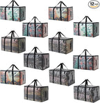 PWRSC Heavy Duty 93L (24.5 Gallon) Stackable Storage Bins with Fully Openable Lids, Moving Bags Heavy Duty, Clear Plastic Totes for Moving Storage, Home Organization, Closet, Dorm Room 12 pack