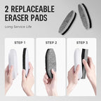 loukin Dry Erase Eraser with Replaceable Felt Pad, Whiteboard Eraser with 12 Peel-Off Layers, Magnetic Holder Includes, for Classroom, Home, and Office, White