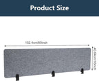 2pcs Privacy Panel, Standing Desk Divider 60"x16" Desktop Office Furniture Partitions, Clamp-On Acoustic Desk Divider Mounted Privacy Panel to Reduce Noise and Visual Distractions (Light Grey)