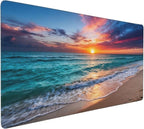Gaming Mouse Pad,Large Mouse Pads for Desk,Non-Slip Rubber Base Extended Mousepad,XXL Keyboard Mouse Mat,Stitched Edges Computer Keyboard Desk Pad,35.4x15.8inch,Sunset Beach