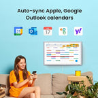 ApoloSign 15.6-inch Digital Calendar: Dual Mode Calendars with Google Play & Multi-calendar Sync, Electronic Planner & Chore Chart, Smart Touchscreen, Interactive Display for Family Schedules (Gray Wood, 15.6")