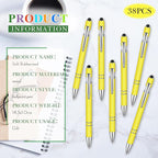 Zonon 38 Pieces Rubberized Ballpoint Pen with Stylus Tip Stylish Metal Pen Capacitive Styli with Soft Rubberized Grip, Black Ink for Most Devices(Yellow)