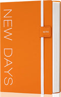 CAGIE Leather Notebook Journal for Men, 100 GSM 256 Pages Lined Journals for Writing, A5 Hardcover Journaling Notebooks for Travel Office Daily Writing (ZX-Orange)