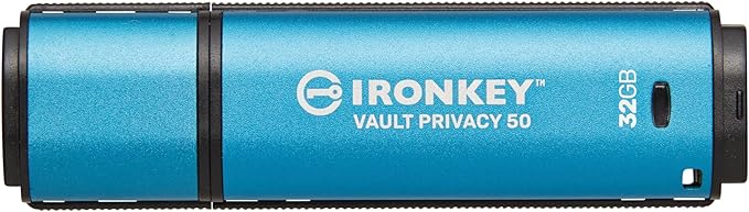 Kingston Ironkey Vault Privacy 50 USB 32GB Flash Drive | FIPS 197 Certified | XTS-AES 256-bit | BadUSB and Brute Force Protection | Mult-Password Option | IKVP50/32GB