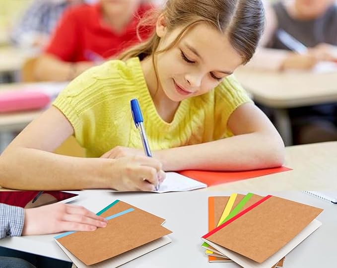 Zegrox A5 Blank Notebook Bulk,48 pack Kraft Cover Blank Sketch Book Pad Travel Journals with Pastel Color Spine for Students Office, 60 Pages, 8.3”x 5.5”