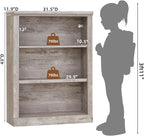 RWYHG 43" Grey Tall Bookshelf,3-Tier Thick Wooden Book Shelf with Adjustable Shelves,Free Standing Farmhouse Bookcase with Open Display Storage,Floor Vintage Bookshelves for Living Room,Office