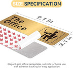 The Office Sign for Home and Business Door，Self-Adhesive Waterproof and Fade-Resistant Brushed Gold Office Sticker for House，Business，Door, Window