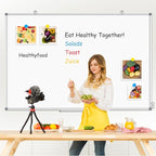 Large Whiteboard Dry Erase Board for Wall, 72"x40" Aluminum Frame Magnetic White Board with Long Pen Tray, Wall-Mounted White Board for School, Office and Home