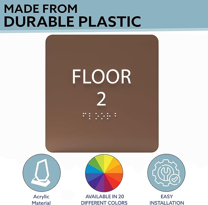 Black ADA Floor 2 Sign with Braille – Made from Durable Acrylic and Ready to Mount